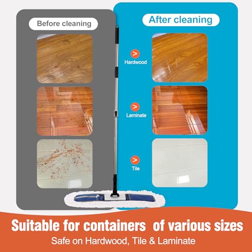 CLEANHOME 24" Heavy-Duty Commercial Dust Mop for Hardwood Floors | Large Areas - with 2 Microfiber Pads, Reinforced Telescoping Handle for Stable Cleaning in Homes, Garages & Commercial Spaces