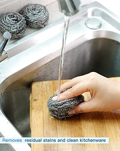 12Pcs Steel Wool Scrubber Pads for Cleaning Dishes, Pans, Pots, Ovens, Grills, Sinks - Stainless Steel Scrubbers for Kitchen, 12 Pack - size: 12Pcs 20G