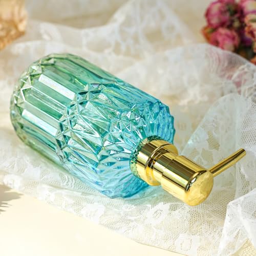 YunNasi Soap Dispenser with Pump, Refillable Liquid Hand Soap Dish Soap Dispensers for Bathroom Counter, Kitchen Sink (Bluegreen) - color: Bluegreen