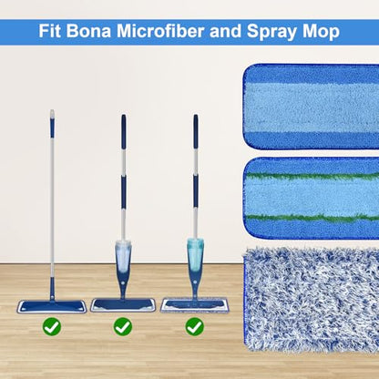 8 Pack Microfiber Cleaning Pad for Bona Mop Hardwood & Hard Surface Floors Dry and Wet Floor Cleaning - Includes 4 Microfiber Cleaning Pad, 2 Deep Clean Pads and 2 Dusting Pad - Dual Zone Cleaning - color: 4+2+2blue&grey