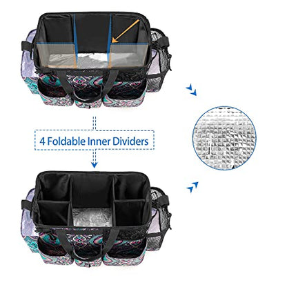 LoDrid Wearable Cleaning Caddy Bag with 4 Foldable Dividers, Cleaning Supply Organizer with Shoulder Strap and Side Handles for Cleaners & Housekeepers, Totem - color: Totem