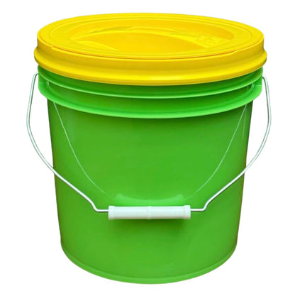 House Naturals 2 Gallon Food Grade - BPA Free Made in USA Buckets Lime Color pails with Screw On Gasket Lids (1, Lime - Yellow lids) - color: Lime - Yellow Lids