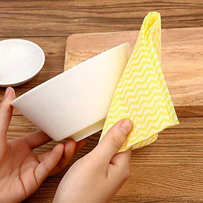 KMAKII 80 Pack Disposable Dish Cloths Heavy Duty Reusable Cleaning Wipes Dish Rags For Kitchen, 14 x 21 inches - Yellow - color: Yellow