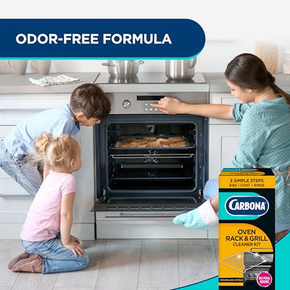 Carbona Oven Rack & Grill Cleaner Kit, Includes Bag & Gloves, Eliminates Thick Grease, Grime & Baked-On Food, Unscented Formula - size: 16.8 Fl Oz (Pack of 1)