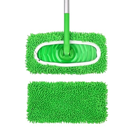 Reusable Microfiber Mop Pads, 1Pcs Replacement Compatible with Swiffer Sweeper Mop, Refills & Washable Dry Sweeping Cloths for Surface Hardwood Floor Cleaning(Green) - color: 1pcs Green