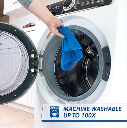 Unger 12” x 12” All-Purpose Microfiber Cloths, 4 Pack, Wet and Dry Cleaning Towels for Kitchen, Furniture, Appliances, Electronics and Glass, Reusable with Less Lint and Streak-Free Results - size: 12" x 12" (4 Pack), style: All-Purpose