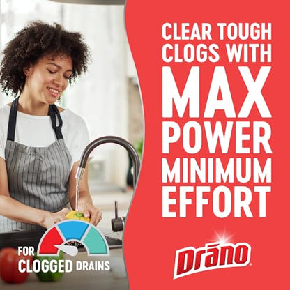 Drano Max Gel Drain Clog Remover & Cleaner, Fast-Acting to Unclog Standing Water & Remove Hair, Grease & Food Blockages, Safe for all Pipes & Septic, Kitchen Sinks, Bathroom Showers & Tubs, 32 Oz - size: 32 Fl Oz (Pack of 1)