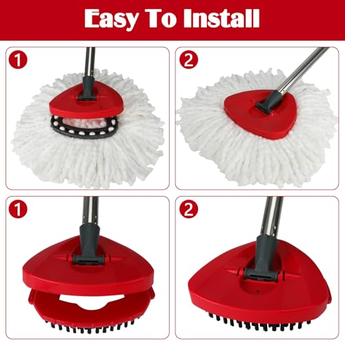 Spin Mop Replacement Set for O-Ceda EasyWring 1-Tank System, 16 Microfiber Spin Mops Refills,1 Scrubber Head,1 Triangle Spin Base,and(31-63in) Adjustable Handle Set Combo - size: White-16P