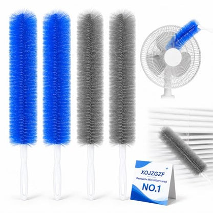 Bendable Microfiber Head, Reusable Dust Remover, High Ceiling Fan Cleaning Brush, Long Damp Duster for Cobweb, Air Conditioner Cleaner, Car Ac Vent Brushes, Blind Washable Dusters Kit Tool(4*Mixed) - color: 4*mixed