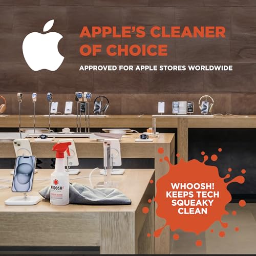 WHOOSH! Pro 16.9 fl oz Refillable TV Screen Cleaner & Microfiber Cloth - Streak-Free Cleaner for Flat Screens, OLED, LCD, Smart TV, Monitors - Non-Toxic, Odorless - Electronics Cleaning Kit - size: 16.9 fl oz (Pack of 1)