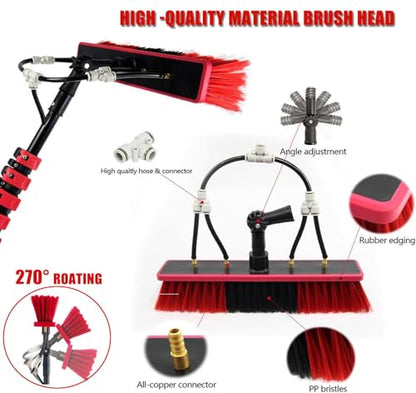 Ultra-Long Window Cleaning PoleAluminum Alloy Retractable Rod, Adjustable Water Fed Pole Cleaning Kit, Outdoor Window Cleaner Solar Panel Cleaning and Washing Tool, W/Water Fed Telescopic Br - color: 5.4m