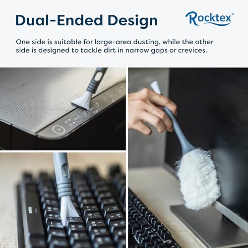 3 Pack Microfiber Delicate Duster & Detail Brush - Dual Ended Duster with Microfiber, Electrostatic and Washable Screen Static Cleaning Tool for Office, Car, Laptop, Screen, Keyboard, TV