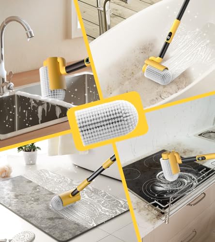 Electric Spin Scrubber, Cordless Cleaning Brush Scrubber for Home, 600RPM & 2.5H Runtime with Universal Brush Head, Bathroom Scrubber with Dual Speeds for Bathroom Shower Bathtub Glass Car