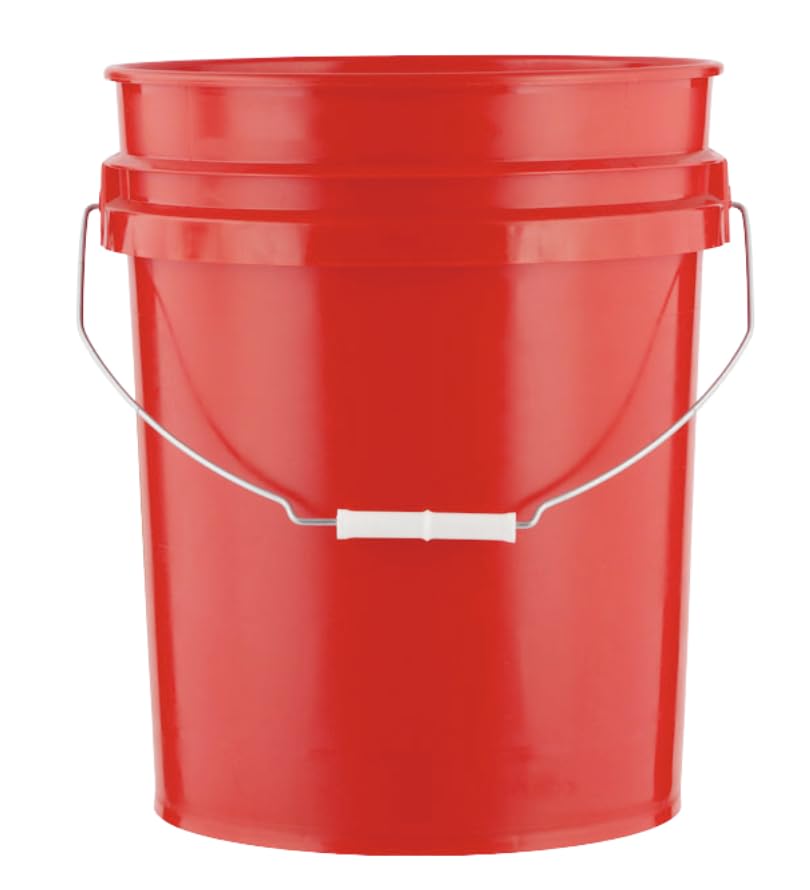 House Naturals 5 Gallon Premium HPDE Plastic Bucket - Made in USA Food Grade Storage Container, BPA Free All Purpose Pail (4, Red) - color: Red
