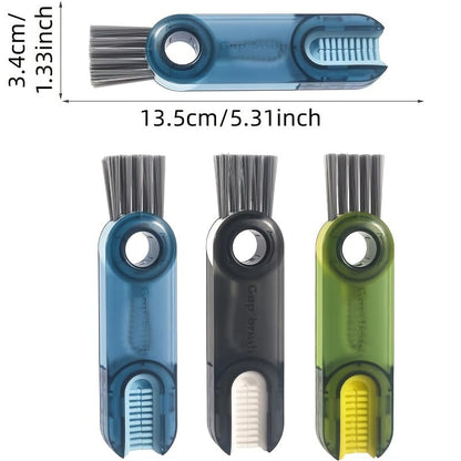 3-in-1 Lid Gap Cleaning Brush Multi-Functional Tool with Silicone Cup Holder Brush for Travel Mugs, Bottle Lids, Cups, Gray - color: Gray