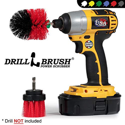 2 Piece Outdoor Cleaning Scrub Brushes - Siding Cleaning Brush Set - Brick and Stone Scrubbing Tools Set - Fireplace Cleaning Brushes - Deck and Patio Scrubbing Tools - Gutter Cleaning Tools for Home - color: Red