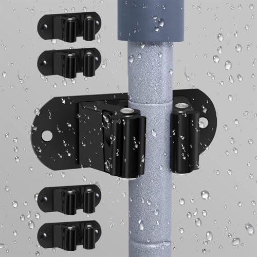 Mop and Broom Holder Wall Mount Heavy Duty Stainless Steel Wall Mounted Broom Organizer Laundry Room Home Garden Garage Storage and Organization Rack (Black) - color: Black