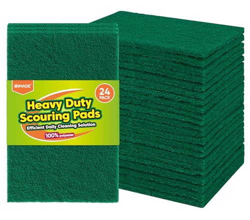 UNIMADE Heavy Duty Scouring Pads, 24Pcs Household Scour Pads for Kitchen, Garage and Outdoors, Reusable Dish Scrubber Pads for Pan and Metal Grill - Green - color: Green, size: 24 Pack
