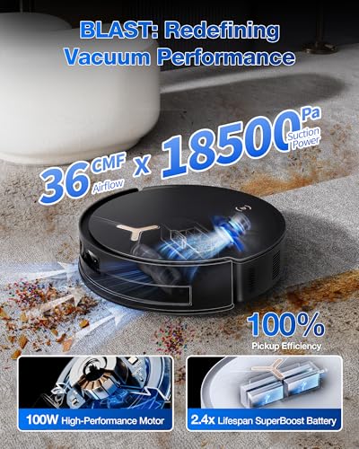 ECOVACS DEEBOT T50 MAX Robot Vacuum and Mop,18,500Pa Blast Suction,12-in-1 Omni Station,18mm Auto Mop Lift, Zero Tangle, TruEdge Edge Cleaning, Perfect for Pet Hair, Carpets & Hard Floors