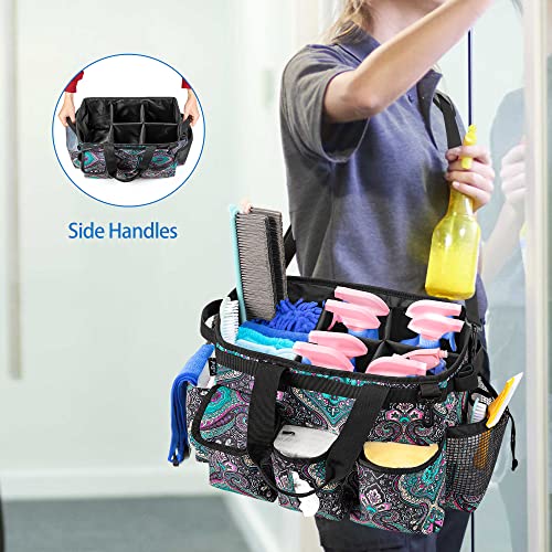 LoDrid Large Wearable Cleaning Caddy Bag with Detachable Divider, Cleaning Supply Tote Organizer with Handles and Adjustable Shoulder Strap for Cleaners & Housekeepers, Totem - color: Totem