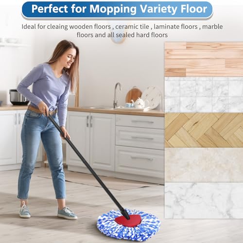 8 Pack RinseClean Spin Mop Replacement Head Refills with 1 Rotating Mop Base Compatible with O Ceda RinseClean 2 Tank System, Blue Microfiber Mop Refills for Floor Cleaning - size: 9 Pack