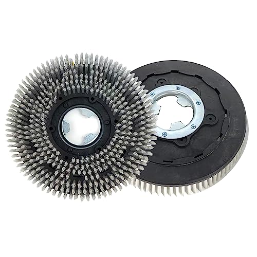 Universal 1 Piece Commercial 15 Inch Diameter Rotary Scrub Brush Fit for 15 Inch Floor Scrubber Machine-Medium Brush (38cm) White