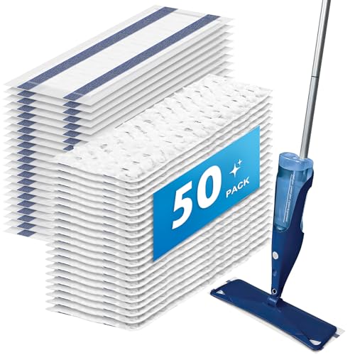 50 Pack Disposable Microfiber Cleaning Mop Pads for Bona Mop Series | Heavy Duty Disposable Sweeping Pad Replacement Refill - color: White