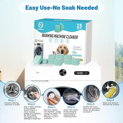 Washing Machine Cleaner, Washer Machine Cleaner Tablets 15 Pcs + Dryer Vent Cleaner Kit 12 Pack, Crevice Cleaning Brush for Bathroom, Shower & Kitchen, All-in-One Multi-Surface Scrubbing Brushes - color: Green 27 Pack