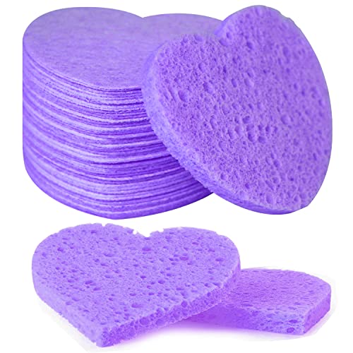 50-Count Facial Sponges Compressed, 100% Natural Cellulose Face Sponge Professional Cosmetic Spa Sponges for Face Cleansing, Exfoliating Mask, Makeup Removal for Travel and Home, Purple - color: 50- Pack Purple