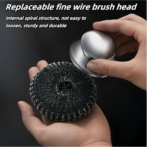 6Pcs Steel Wool Scrubber, Stainless Steel Scouring Pads with 2pcs Handle - Ultimate Cleaning Solution for Dishes, Kitchen Cleaning, Stoves, Pots and Pans, Grill, Wash Sink, Cleaning Dishes