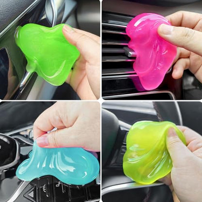 Car Cleaner Gels 4 Pack, Universal Dust Cleaner Putty Cleaner Slime, Cleaning Gel for Interior Detailing PC Keyboard, Auto Detailing Tools Car Cleaning Supplies Gift for Men Women, 320g - color: Green,Pink,Yellow,Blue