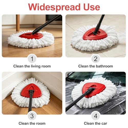 4 Pack Mop Head Replacement，Spin Mop Replacement Head Compatible with O Cedar Mop 100% Micro Fiber Mop for Cleaning Machine Washable and Easy to Replace