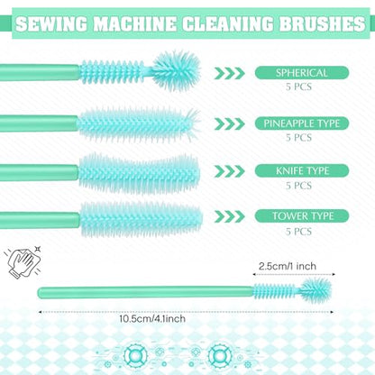 20 Pcs Nook and Cranny Sewing Machine Cleaning Brushes for Quilting Supplies Reusable Silicone Dense Bristles Cleaning Brushes for Sewing Machine Internal and Spool Area(Mint Green) - color: Mint Green