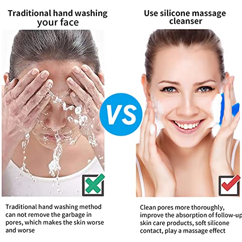 Silicone Face Scrubber for Men Facial Cleansing Brush Silicone Face Wash Brush Manual Waterproof Cleansing Skin Care Face Brushes for Cleansing and Exfoliating (Blue) - color: Blue