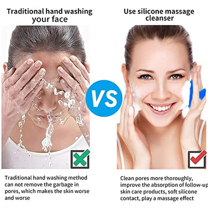 Silicone Face Scrubber for Men Facial Cleansing Brush Silicone Face Wash Brush Manual Waterproof Cleansing Skin Care Face Brushes for Cleansing and Exfoliating (Blue) - color: Blue