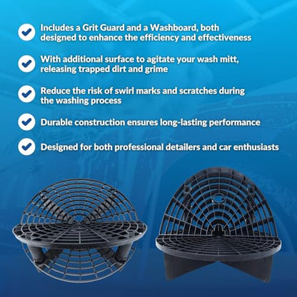 Grit Guard The Original Bucket Insert with Washboard Combo | Removes Dirt from Wash Mitt for Detailing | Car Wash Bucket Insert & Washboard | Red/White - color: Red/White