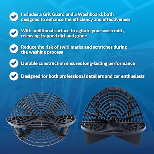 Grit Guard The Original Bucket Insert with Washboard Combo | Removes Dirt from Wash Mitt for Detailing | Car Wash Bucket Insert & Washboard | Red/Black - Made in the USA - color: Red/Black