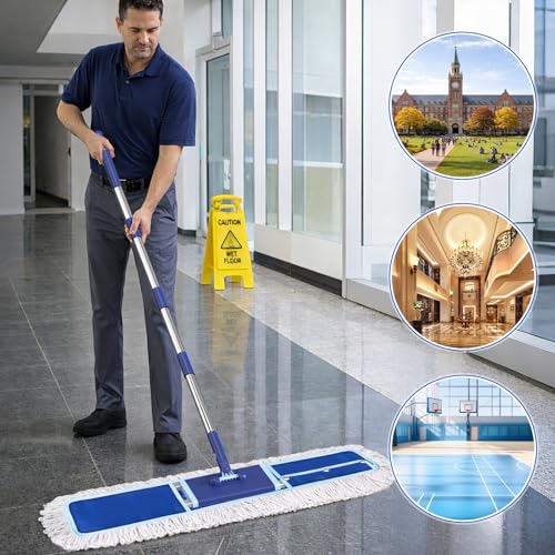 36" Dust Mop Replacement Pad: 2 Pack | Fit 36" Commercial Dust Mop/Broom, Durable Thick Washable Cotton, Dry Mop Head, For Hardwood Tile Schools Offices Industrial - size: 36 inches Replacement Pad