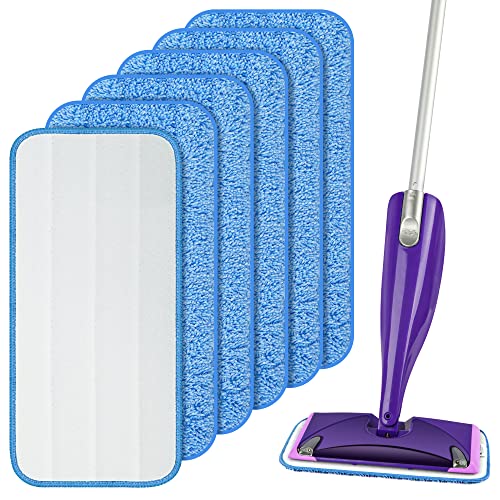 Reusable Mop Pads Refills for Swiffer WetJet, Wet Pads Refill Microfiber Mop Replacement Machine Washable Up to 100 Times for Floor Cleaning Wet Dry Use for All Floor Types, 6 Pack - color: Blue