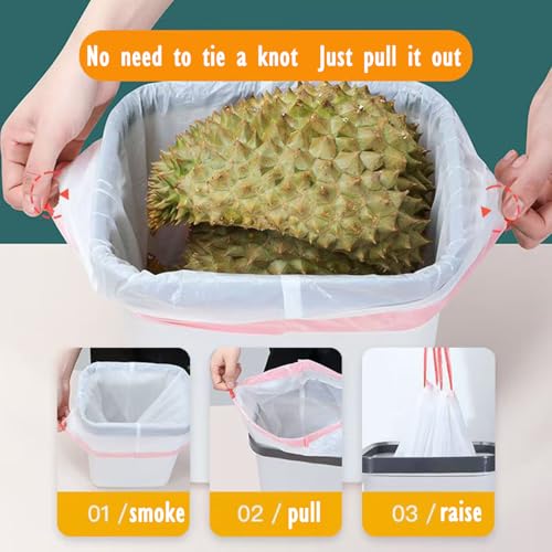 Ultra Thick Heavy Duty 16-18 Gallon Drawstring Trash Bags | White Leak Proof Large Plastic Garbage Bags for Tall Kitchen Home Office bedroom bathroom livingroom restaurant