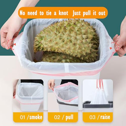 Ultra Thick Heavy Duty 16-18 Gallon Drawstring Trash Bags | White Leak Proof Large Plastic Garbage Bags for Tall Kitchen Home Office bedroom bathroom livingroom restaurant