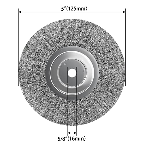 5Pcs 5 Inch Stainless Steel Wire Crimped Wheel Brush with 5/8" Bore for Angle Grinder Derusting Cleaning and Surface Polishing - size: 5"125mm 5Pcs