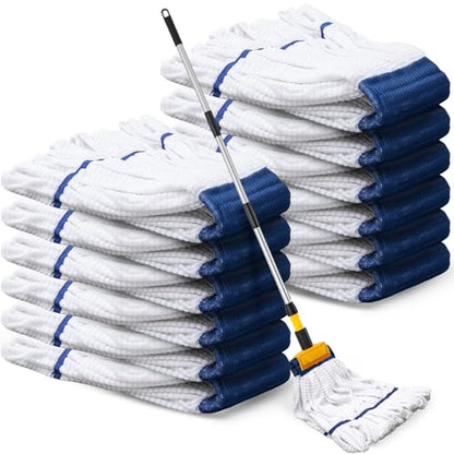 Hushee 6 Pack Large Microfiber Tube Mop Heads 18 oz Heavy Duty Commercial Industrial Wet Mop Head Refill Reusable Machine Washable Looped End Mopheads for Hardwood, Tile, Laminate Floors (White) - color: White
