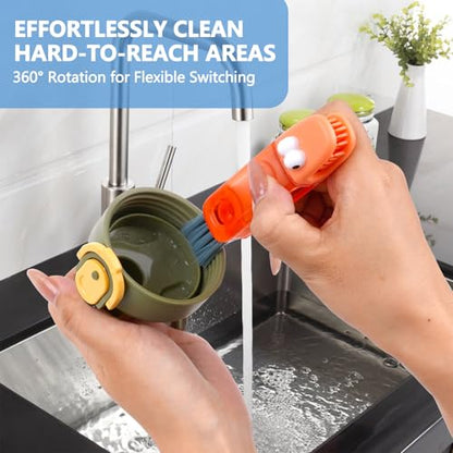 3 in 1 Cup Lid Cleaning Brush Set, 3PCS Multifunctional Bottle Cleaner Brush for Gaps, Lids, and Crevices, Home Kitchen Crevice Cleaning Tools(Red, Green, Blue)