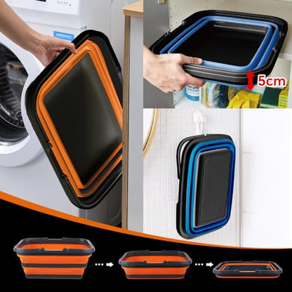 Monozuki Collapsible Sink 4.8Gal/18.1L, Heavy Duty Foldable Basin with Handles for Camping, Car Wash, Kitchen – Also Use as Storage Basket for Home, Garage, RV(Khaki) - color: Khaki(4.8 Gal/18.1l)