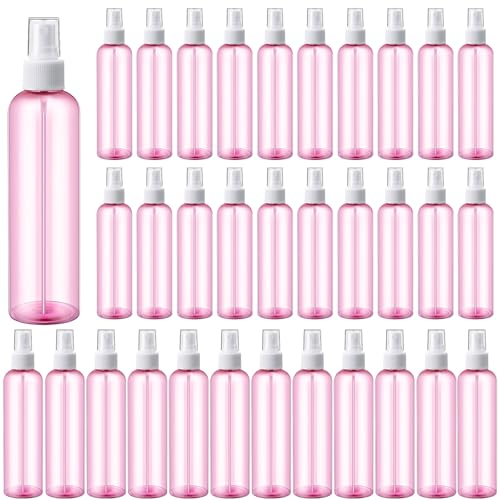 Eccliy 32 Pcs 8 oz Spray Bottles Fine Mist Plastic Spray Bottles Clear Empty Sprayer Hairs Refillable Travel Sprayer with Pump Cap for Cleaning Oils Travel Perfumes(Pink,Clear) - color: Pink, style: Clear