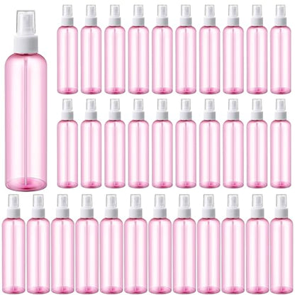 Eccliy 32 Pcs 8 oz Spray Bottles Fine Mist Plastic Spray Bottles Clear Empty Sprayer Hairs Refillable Travel Sprayer with Pump Cap for Cleaning Oils Travel Perfumes(Pink,Clear) - color: Pink, style: Clear