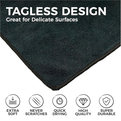 The Rag Company - All-Purpose Microfiber Terry Cleaning Towels - Commercial Grade, Highly Absorbent, Lint-Free, Streak-Free, Kitchens, Bathrooms, Offices, 300gsm, 14in x 14in, Midnight (12-Pack) - color: Midnight, size: 14in x 14in
