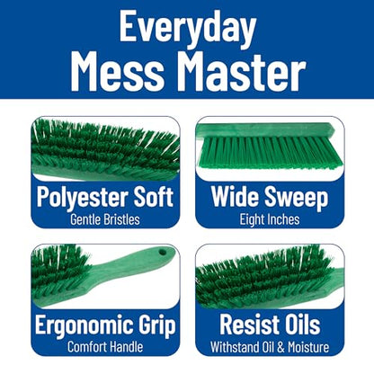 SPARTA 8 Inch Soft Counter Brush with Polyester Bristles and 5 Inch Handle, Color Coded Handheld Broom for Tables Countertops and Foodservice Surfaces, 13 Inch Overall Length, Green - color: Green