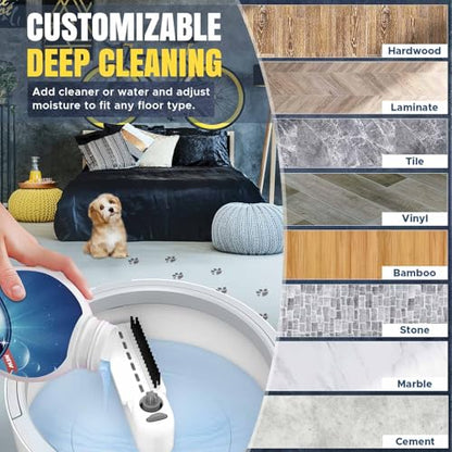 VENETIO Innowellclean Spin Mop and Bucket Set with Water Filtration System | Self-Cleaning, Dry/Wet 3-in-1 Microfiber Mop for Floor Cleaning, Home, Kitchen Hardwood, Laminate (5 Pads & Triangle Head) - style: SG01 - 5 Pads and Triangle Head